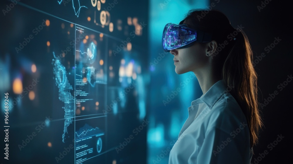 Woman Experiencing Virtual Reality Woman Experiencing Virtual Reality