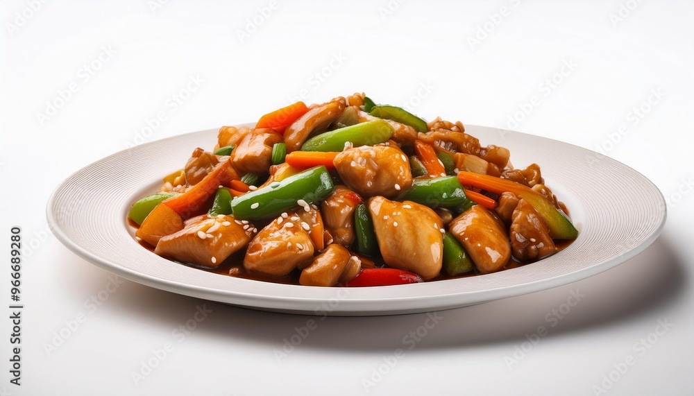 Chinese Food, Kung Pao Chicken on white background isolated. Chinese Food, Kung Pao Chicken on white background isolated.