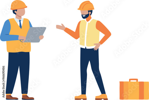 Two men are talking to each other, one of them is holding a laptop. The man on the laptop is wearing a tie