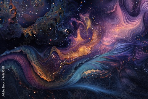 Wallpaper Mural Abstract Swirling Pattern with Gold and Purple Hues Torontodigital.ca