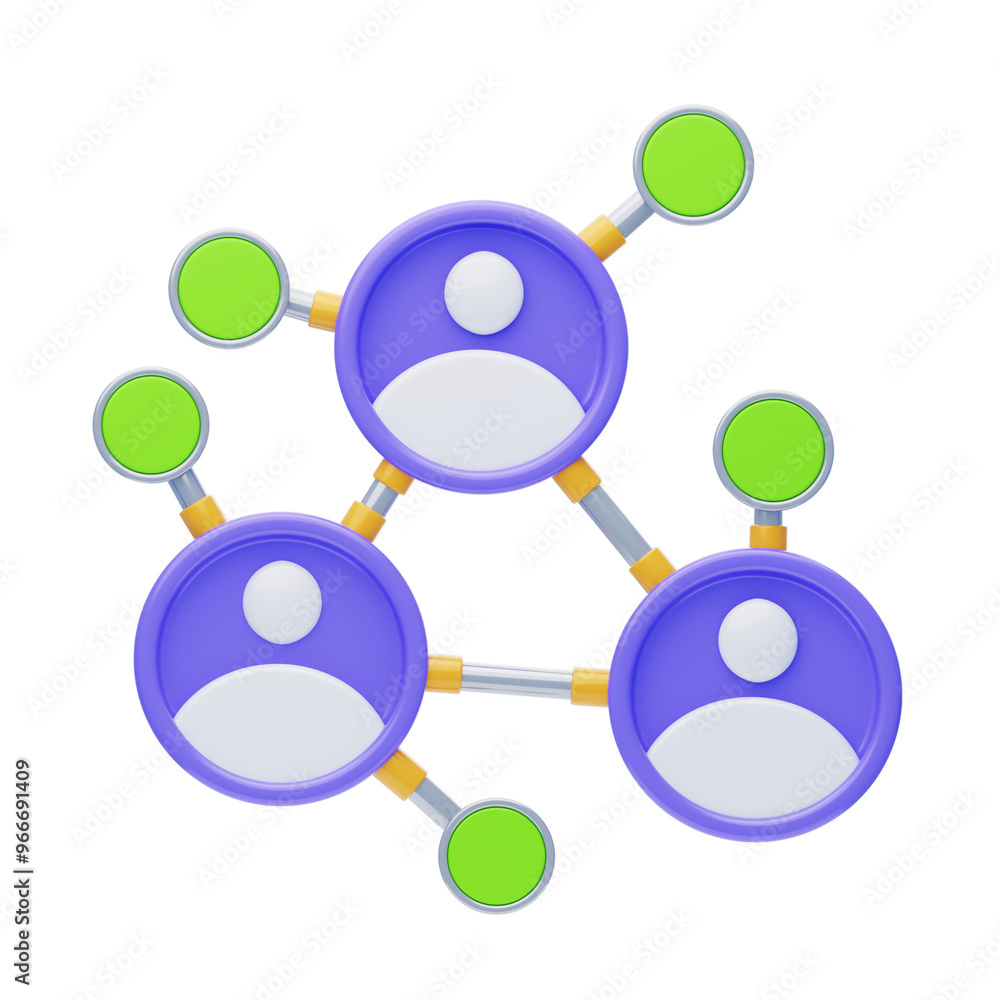 3D Building Connections through Networking. 3D Icon 3D Building Connections through Networking. 3D Icon