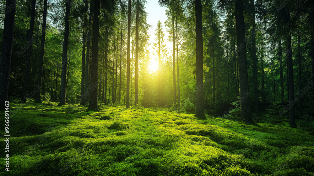 Obraz premium A Serene forest with Sunlight Filtering Through