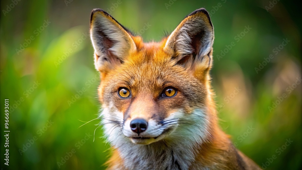 Close-up portrait of a fox in a natural setting, highlighting its vibrant fur and captivating expression Close-up portrait of a fox in a natural setting, highlighting its vibrant fur and captivating expression