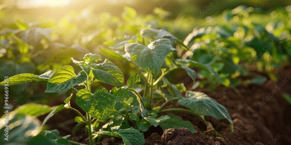 Cultivation of Green Potato Plants in the Garden during Summer Months Cultivation of Green Potato Plants in the Garden during Summer Months