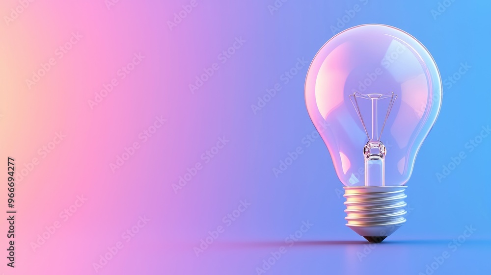 A light bulb is lit up on a blue background A light bulb is lit up on a blue background