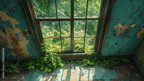 Overgrown Window in Abandoned Building