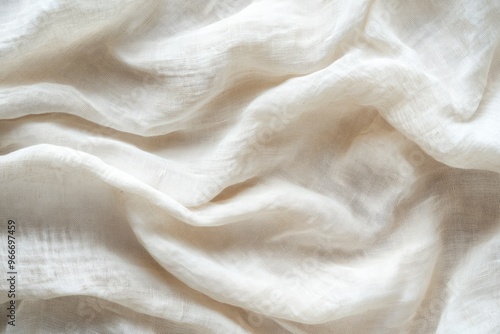 white background of natural cloth texture, linen fabric , ai