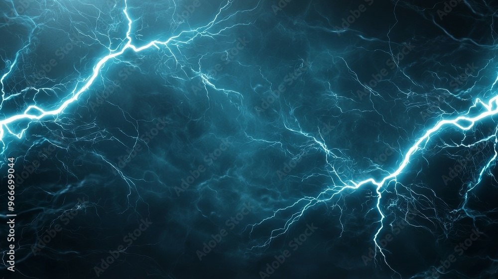 Obraz premium The image is of a stormy sky with lightning bolts striking the ground