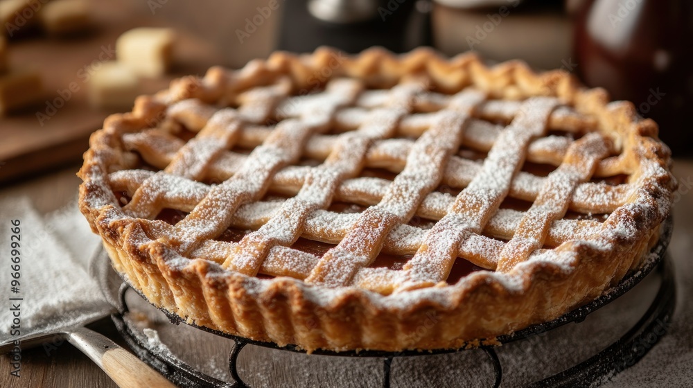 Delicious Lattice-Top Pie with Powdered Sugar Delicious Lattice-Top Pie with Powdered Sugar
