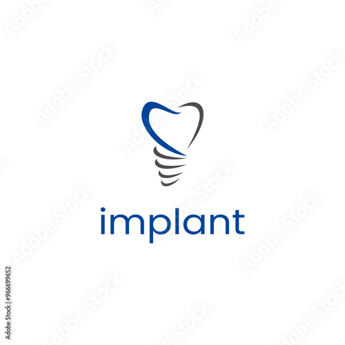 Simple dental implant logo dentistry clinic design vector