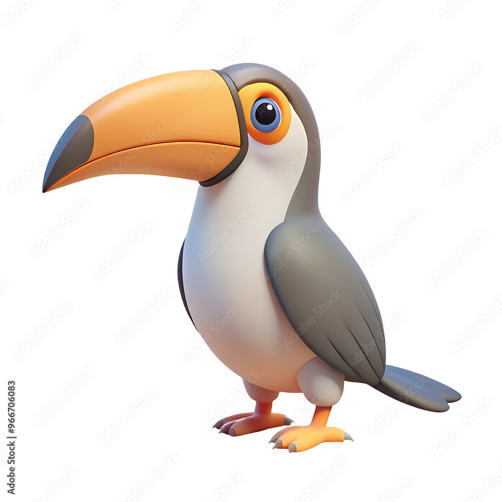 Naklejka premium toucan icon bright grey multicolor in plastic 3d style