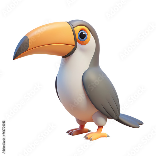 toucan icon bright grey multicolor in plastic 3d style