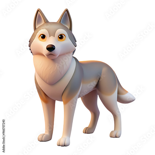 wolf icon bright grey multicolor in plastic 3d style