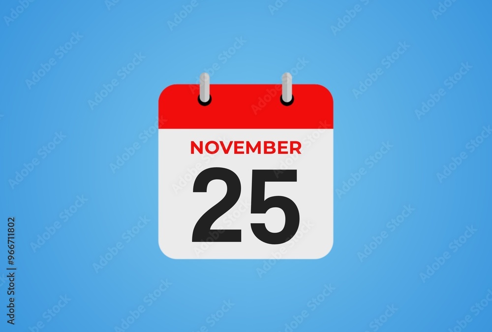 Icon calendar day. 25 November. 25th days of the month, illustration style. Date day of week Sunday, Monday, Tuesday, Wednesday, Thursday, Friday, Saturday. Icon calendar day. 25 November. 25th days of the month, illustration style. Date day of week Sunday, Monday, Tuesday, Wednesday, Thursday, Friday, Saturday.