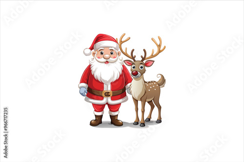 Santa with raindeer Clip Art Vectors & Illustrations .Santa and deer clip art. Santa vector. 