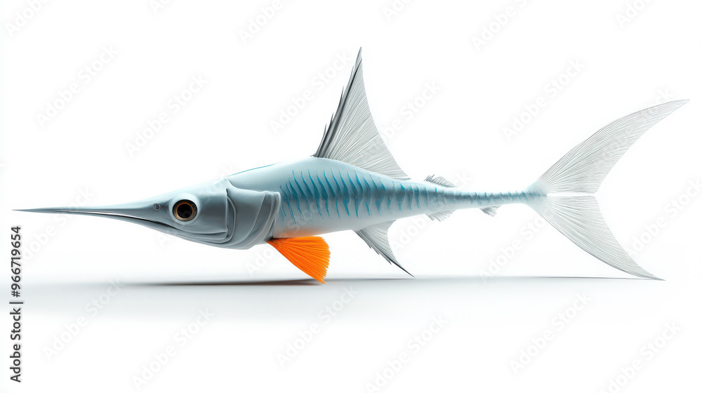 Naklejka premium D Render of a Blue and Orange Cartoon Swordfish