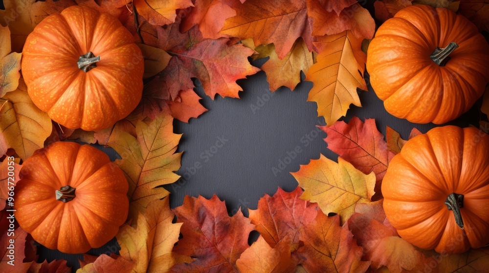 Autumn Pumpkins And Leaves Frame. Perfect For Fall, Thanksgiving, Halloween. Use As A Background Or For Your Own Design! Autumn Pumpkins And Leaves Frame. Perfect For Fall, Thanksgiving, Halloween. Use As A Background Or For Your Own Design!