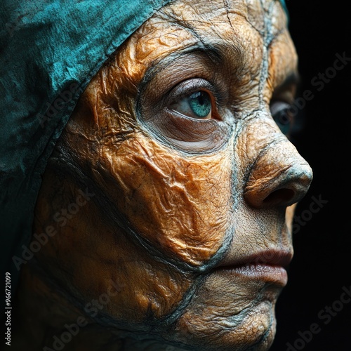 Close-up Portrait of a Person with Detailed Skin Texture