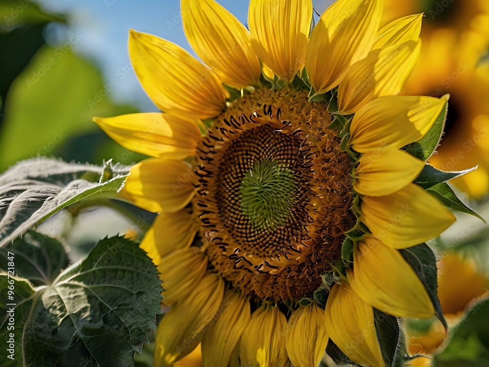 Naklejka premium stunning close up photo of sunflowers during the day