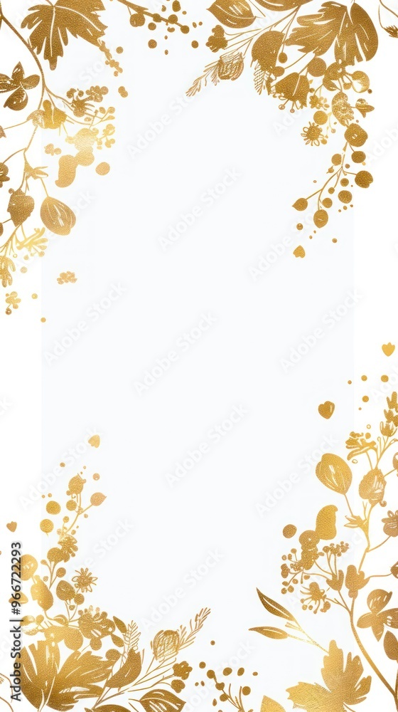 Gold Floral Border on White Background. Gold Floral Border on White Background.