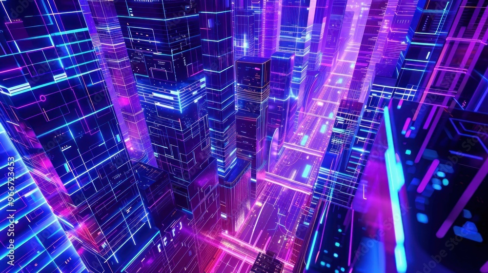 Futuristic Neon Cityscape. Futuristic Neon Cityscape.