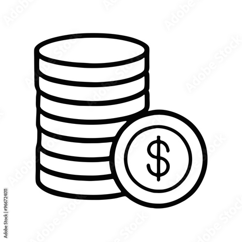 stack of coins, one coin face up, transparent background