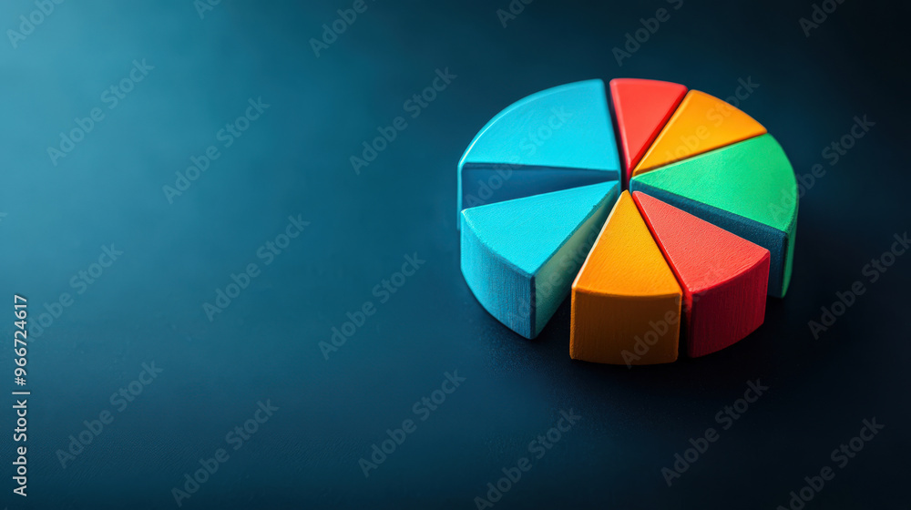 Obraz premium Colorful Pie Chart on Blue Background