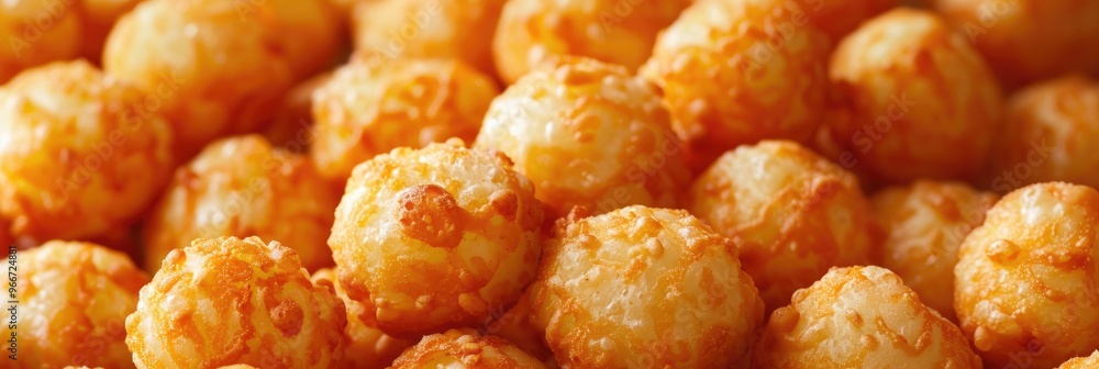 Close up of crispy and savory cheese puffs Full frame background Front view Close up of crispy and savory cheese puffs Full frame background Front view