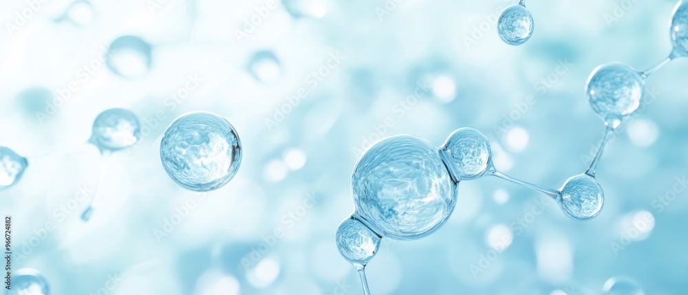 Abstract Water Molecule Structure with a Blue Background Abstract Water Molecule Structure with a Blue Background