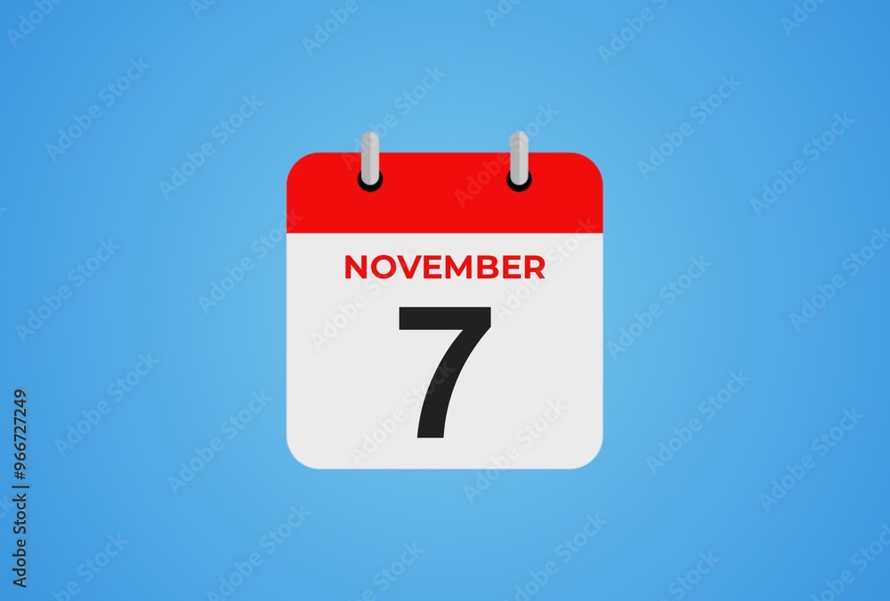 Icon calendar day. 7 November. 7th days of the month, illustration style. Date day of week Sunday, Monday, Tuesday, Wednesday, Thursday, Friday, Saturday. Icon calendar day. 7 November. 7th days of the month, illustration style. Date day of week Sunday, Monday, Tuesday, Wednesday, Thursday, Friday, Saturday.