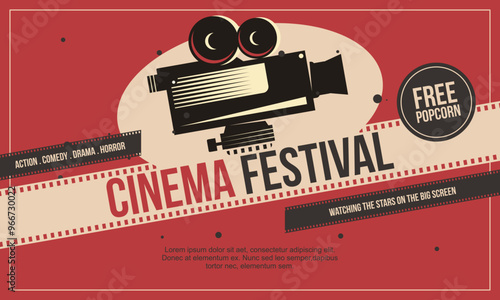 Retro cinema posters and flyers collection. Vintage movie signs layout