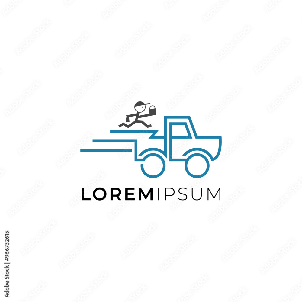 Truck and person logo design vector. Fast delivery truck logo. Truck and person logo design vector. Fast delivery truck logo.