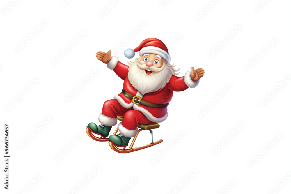 Red christmas sleigh with santa claus vector illustration. Red christmas sleigh with santa claus vector illustration.