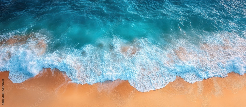 Aerial View of Waves Crashing on a Sandy Beach Aerial View of Waves Crashing on a Sandy Beach