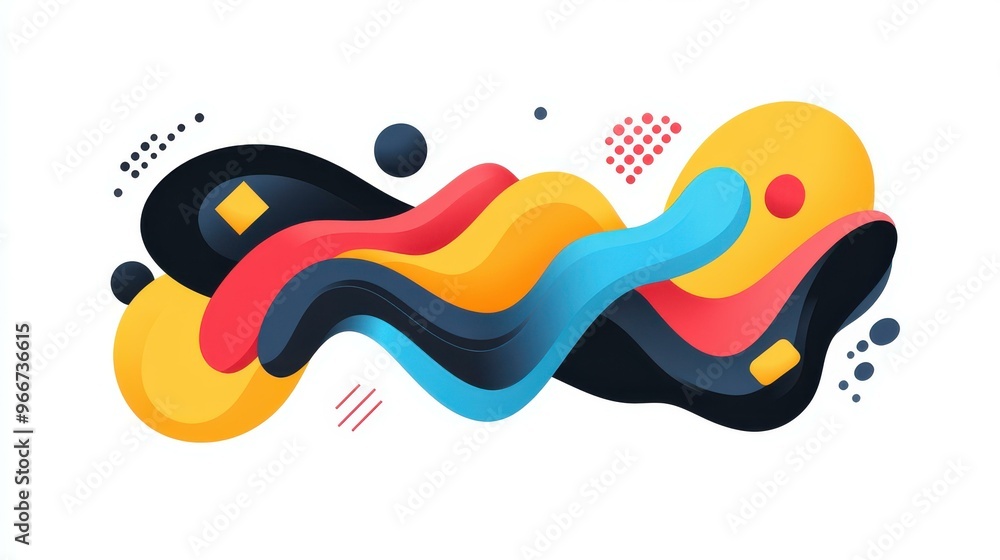Fototapeta premium Vibrant abstract fluid shapes and wave lines create a modern feel, perfect for a unique and playful design.