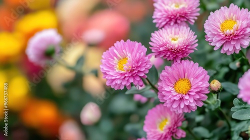 Pink Chrysanthemums in Bloom