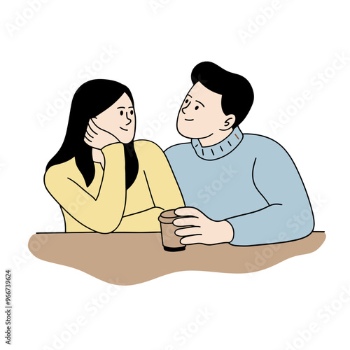 Couple dating at caffe