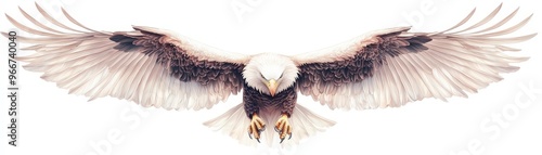 A large eagle is flying in the air with its wings spread wide