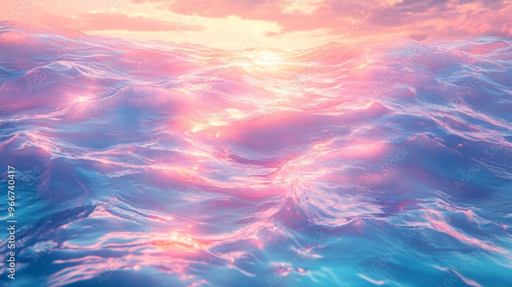 Ocean Waves at Sunset with Pink and Blue Hues Ocean Waves at Sunset with Pink and Blue Hues