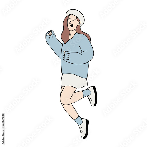 Young woman jumping