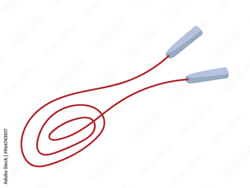 SportJump rope on a white background coiled in a casual position, showcasing its vibrant red color SportJump rope on a white background coiled in a casual position, showcasing its vibrant red color