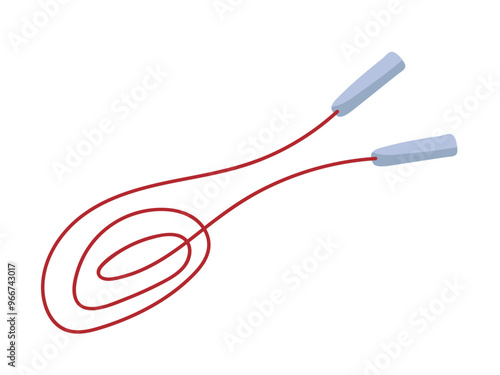 SportJump rope on a white background coiled in a casual position, showcasing its vibrant red color