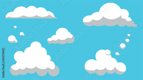 Nubes en ilustracion vectorial, ilustracion de nubes, cielo con nubes, nubes dibujos