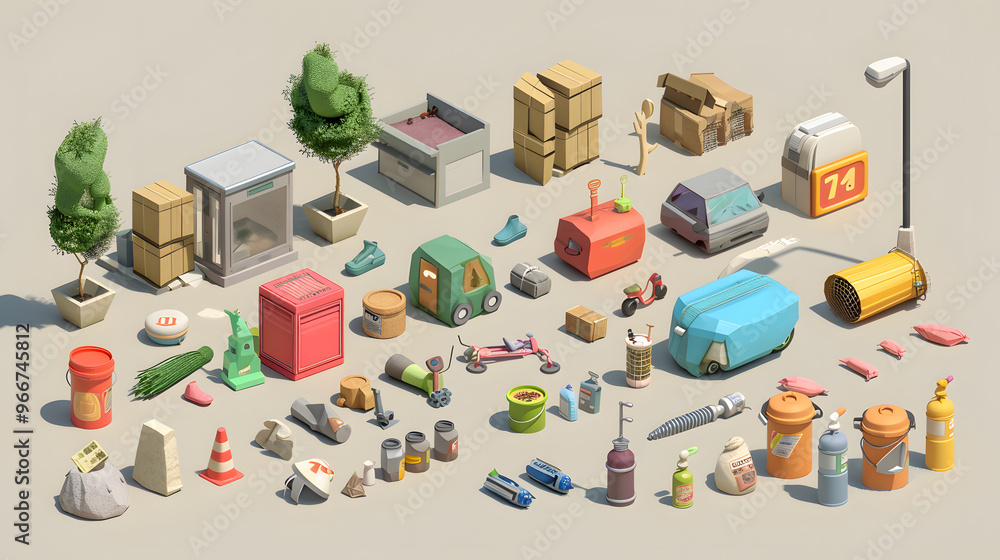 Street Art isometric 3D Cartoon Street Art isometric 3D Cartoon