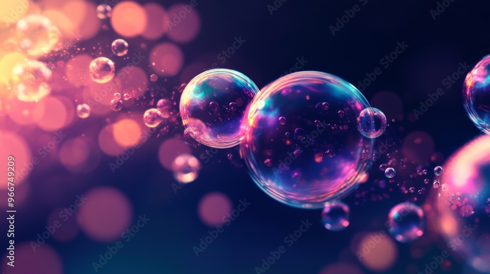 Closeup of Iridescent Bubbles with Blurred Background Closeup of Iridescent Bubbles with Blurred Background