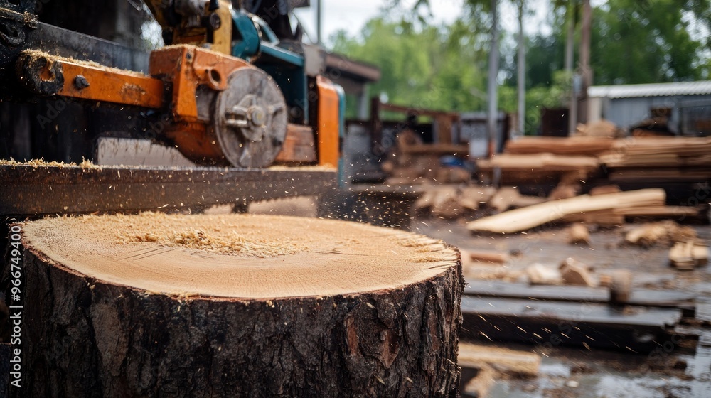 Fototapeta premium Cutting Lumber at a Sawmill