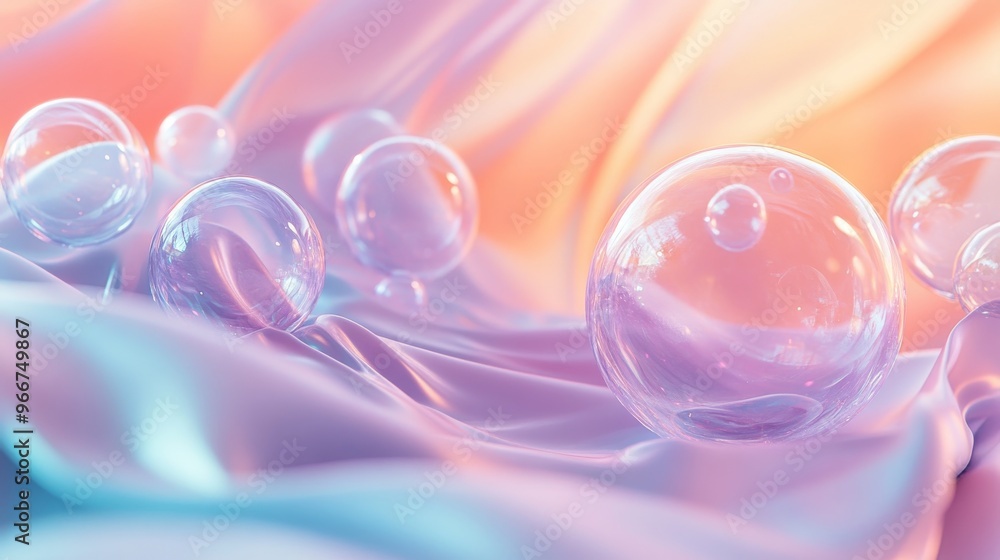 Translucent Spheres Resting on a Soft Pastel Fabric Translucent Spheres Resting on a Soft Pastel Fabric