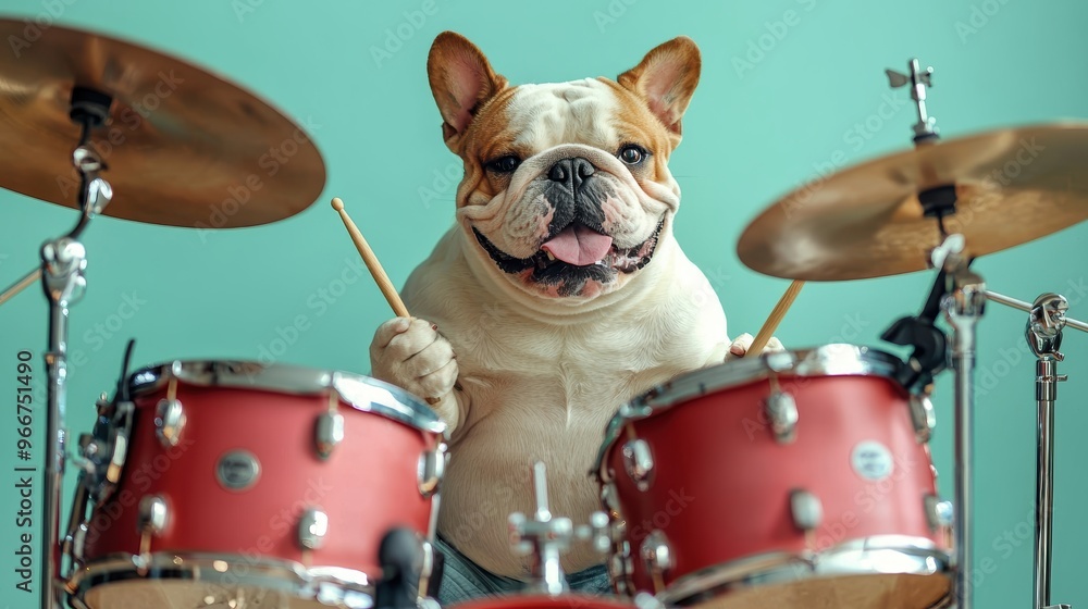 Obraz premium French Bulldog Drummer