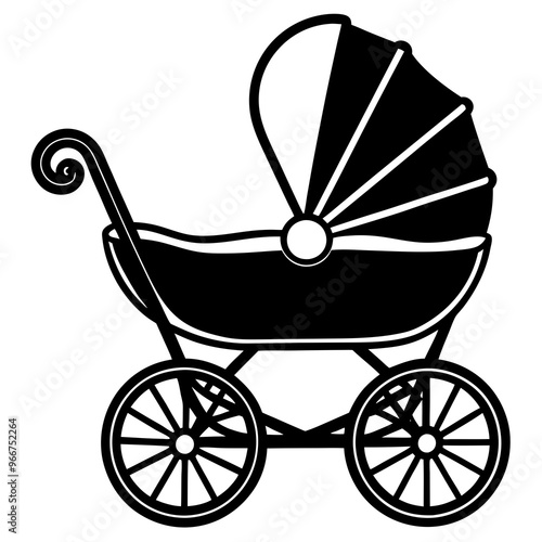 baby carriage on a white background, baby carriage silhouette vector illustration