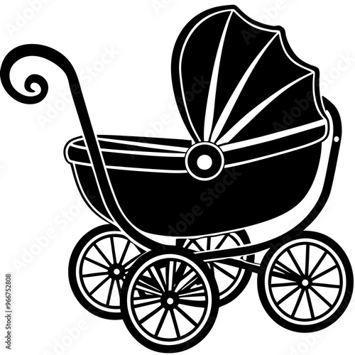 baby carriage on a white background, baby carriage silhouette vector illustration